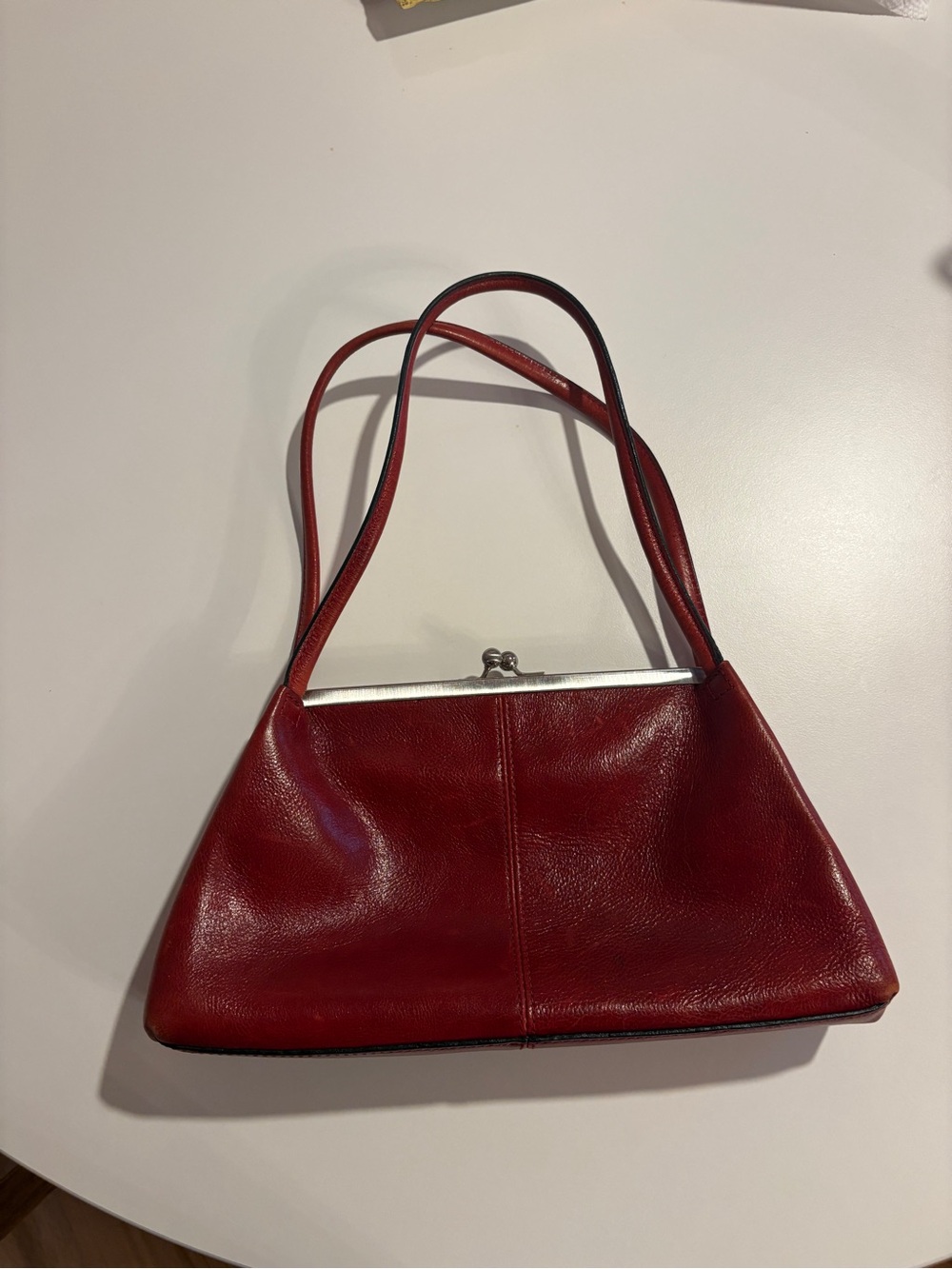 Wilsons Leather Red Leather Kiss-Lock Shoulder Bag
